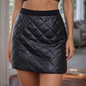 Lost + Wander Quilted Black Mini Skirt